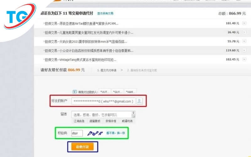 Điền địa chỉ của Tango Global vào ô khoanh đỏ