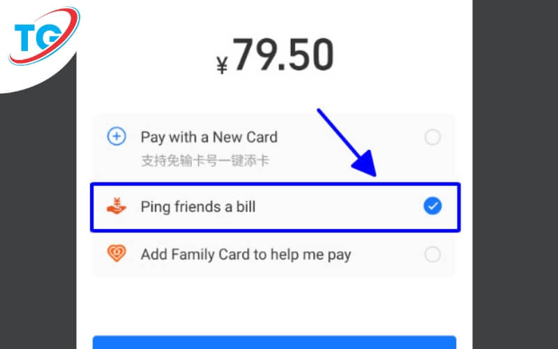 Nhấn vào Ping friends a bill