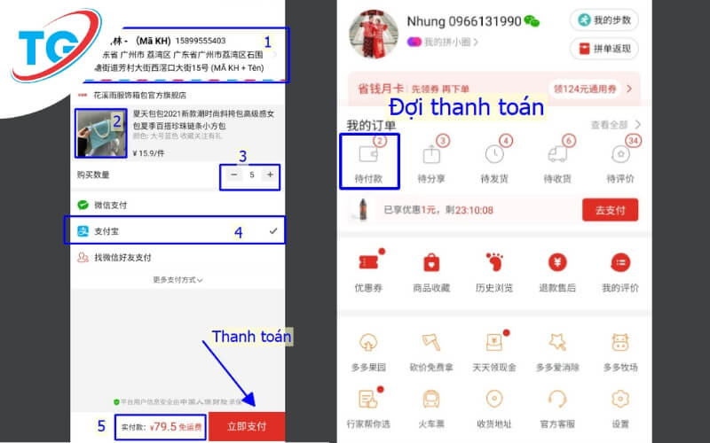 Trước khi thanh toán, kiểm tra địa chỉ nhận hàng, tên, số điện thoại, các thuộc tính sản phẩm và số lượng
