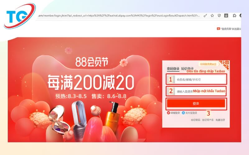 Bước 3 là nhập thông tin tài khoản Alipay