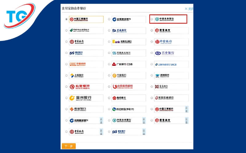 Chọn ngân hàng mình muốn liên kết